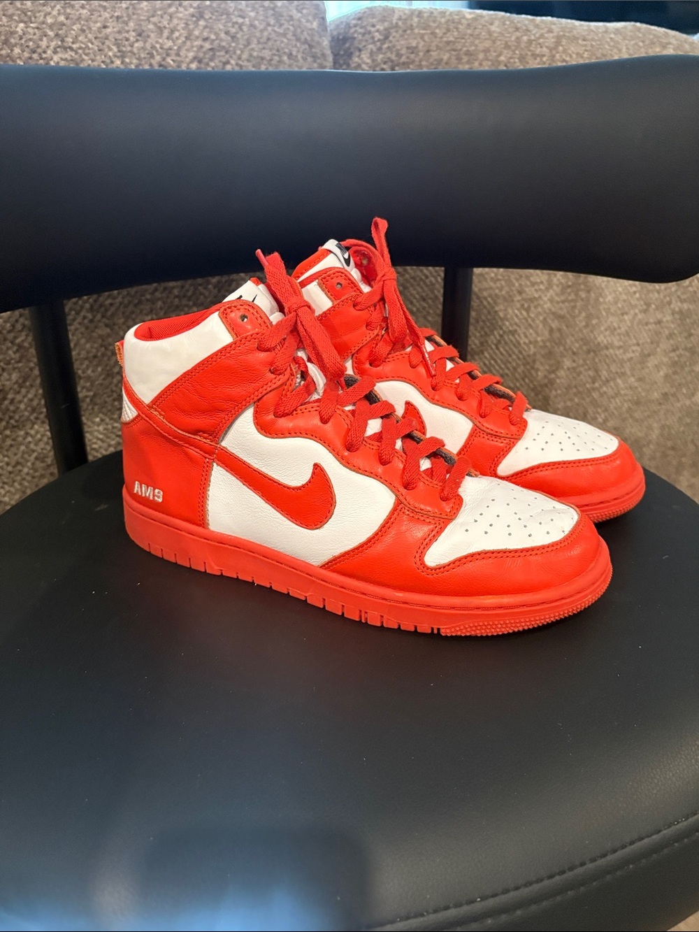 Nike Men’s High-Top Sneakers in Red and White